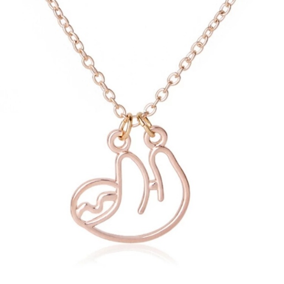 Silver, gold or rose gold sloth necklace, animal - Picture 4 of 4